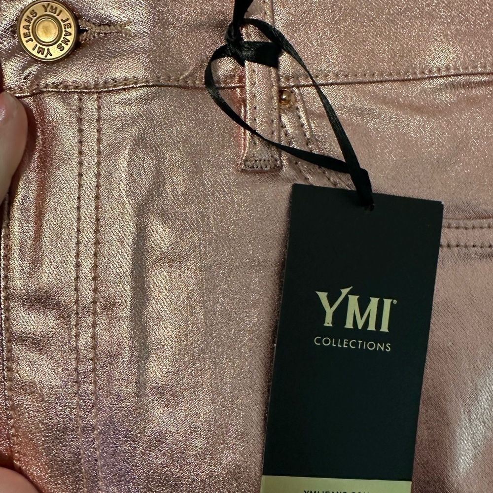 NWT YMI Skinny Rose Pink Metallic Pants